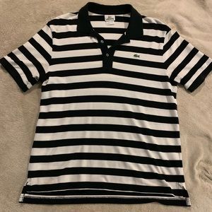 Lacoste black and white striped polo eu 5